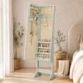 thumbnail image 2 of Costway Jewelry Mirrored Cabinet Armoire Organizer Storage Box with Stand Christmas Gift Green, 2 of 9