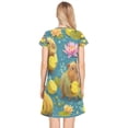 thumbnail image 2 of Women's Sleep Dress Nightgown with Short Sleeves Capybaras Holding Lemons Sleepwear Sizes S-2X, 2 of 6