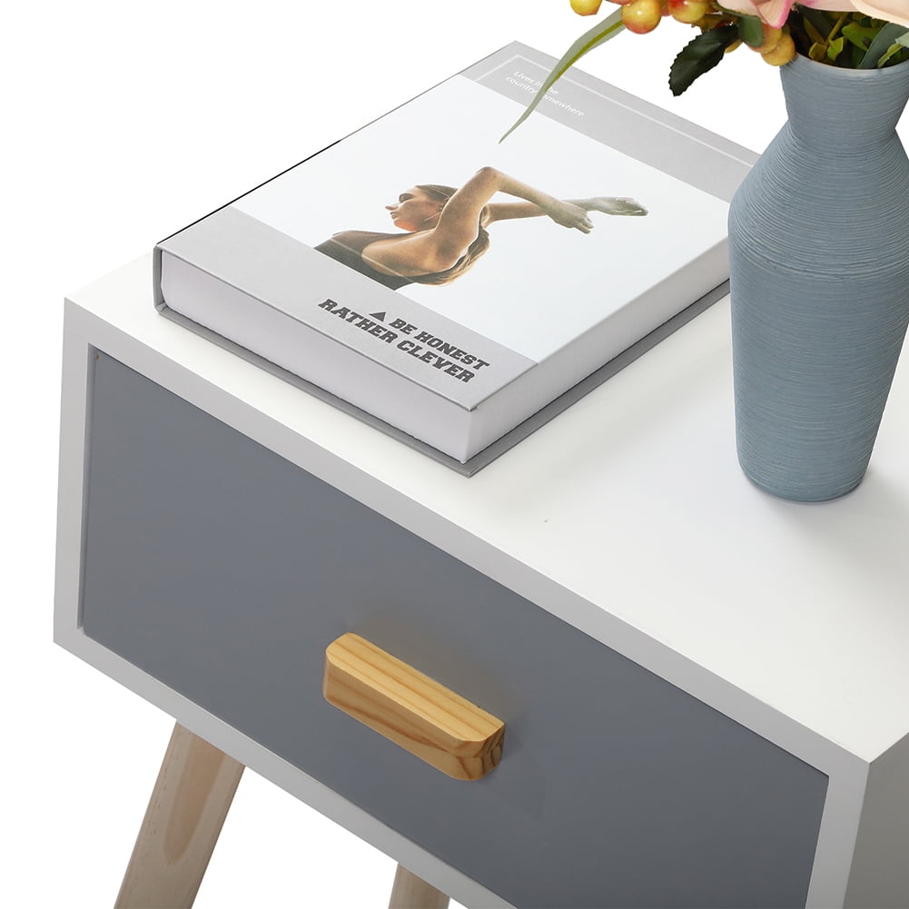 Kadyn Set of 2 Bedside Cupboard, Wooden Bedside Table, End Table for Living Room, Bedroom and Office, Dusty Blue+White Kadyn Set of 2 Bedside Cupboard, Wooden Bedside Table, End Table for Living Room, Bedroom and Office, Dusty Blue+White