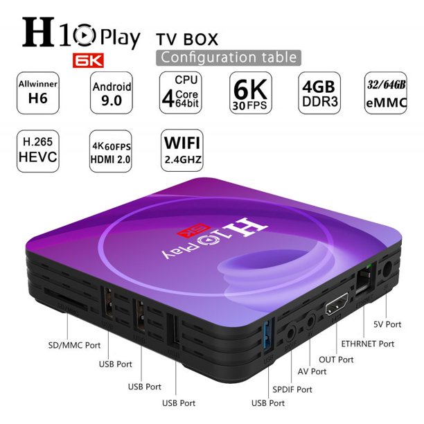 Allwinner H10 TV Box Hd Smart Network Player for Android 9.0 European
