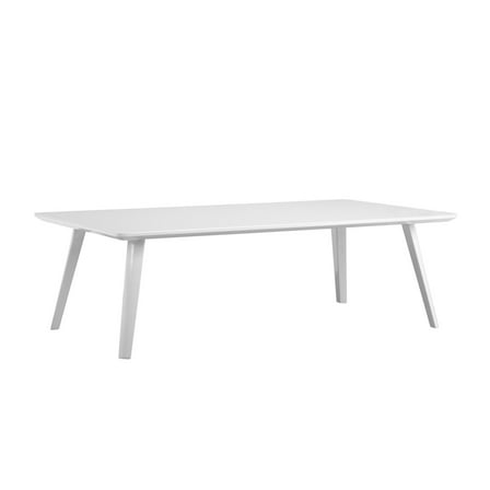 Benjara Hle 51 Inch Coffee Table, Rectangular White Top, Powder Coated Legs, Wood