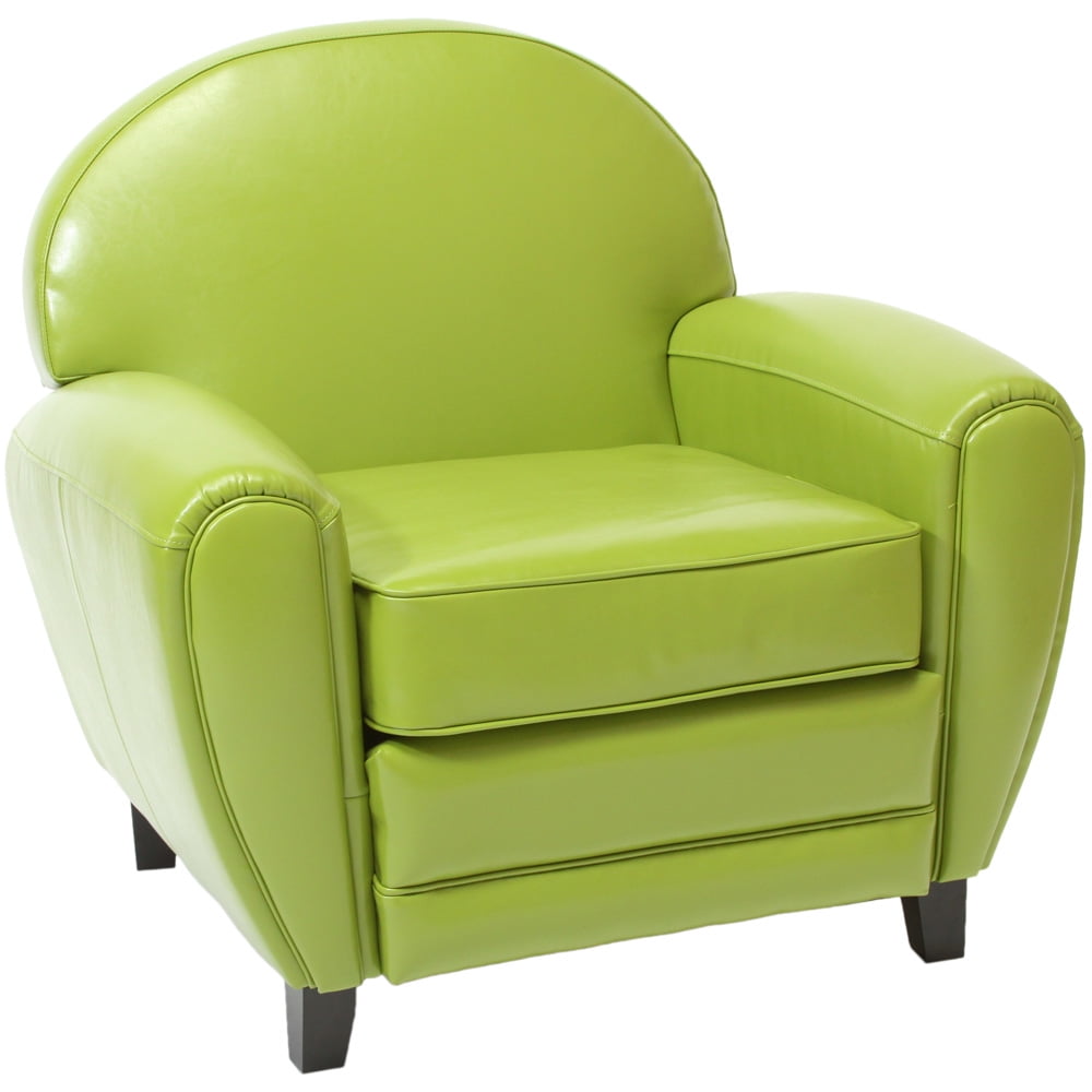 Noble House Oversized Faux Leather Club Accent Chair Lime Green Walmart Com Walmart Com