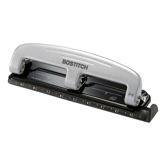 Bostitch EZ Squeezeâ„¢ Three-Hole Punch, 12-Sheet, Reduced Effort
