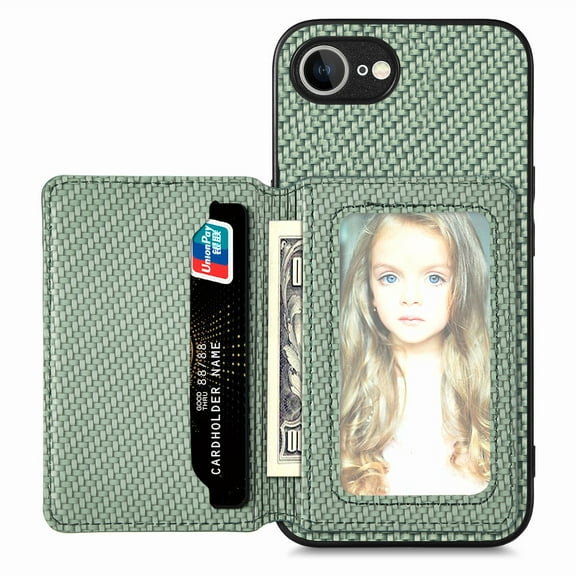 Allytechgroup Card Holder Wallet Case for iPhone 16e/ iPhone 17e, RFID Blocking Premium PU Leather Slim Fit Cash Pocket Shockproof Wallet Phone Case Cover for iPhone 16e/ iPhone 17e, Green