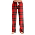 thumbnail image 5 of WTOBBY Women's Plaid Print Pajama Pants with Drawstring Elastic Waist, Comfortable Straight Leg Loose Fit for Sleepwear and Yoga Activities,Wine M, 5 of 7