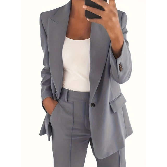 Nouvelle Mode d'Automne et d'Hiver, Ensemble Veste et Pantalon à Revers, Coupe Ajustée, Style Élégant pour Femmes