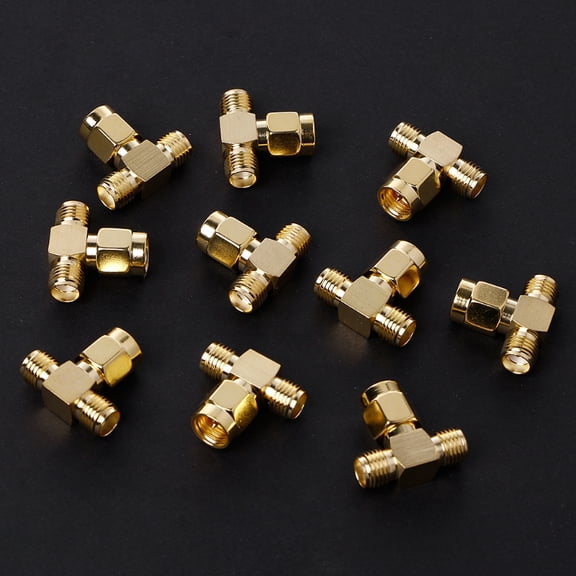 ZUARFY 10PCS 3 Way Splitter SMA Male to Two SMA Female Triple T RF Adapter Connector