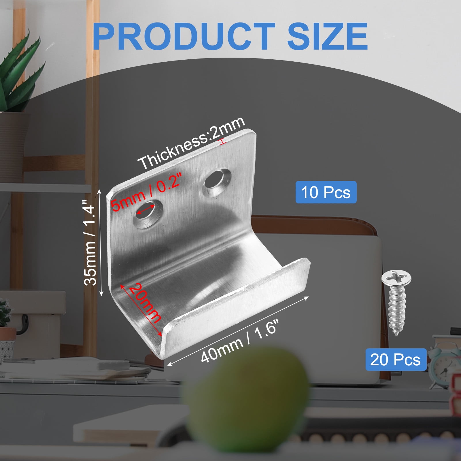 Uxcell 10 Pcs Stainless Steel Tile Hanger Tile Display Bracket Silver Inner Width 0.79"