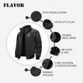 thumbnail image 5 of FLAVOR Men's Real Leather Bomber Casual Jacket (Medium, Black), 5 of 6