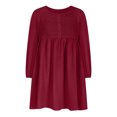 thumbnail image 3 of Ygbgbb Women's Elegant Casual Solid Color Long Sleeved Round Neck Dress (Wine,S), 3 of 6