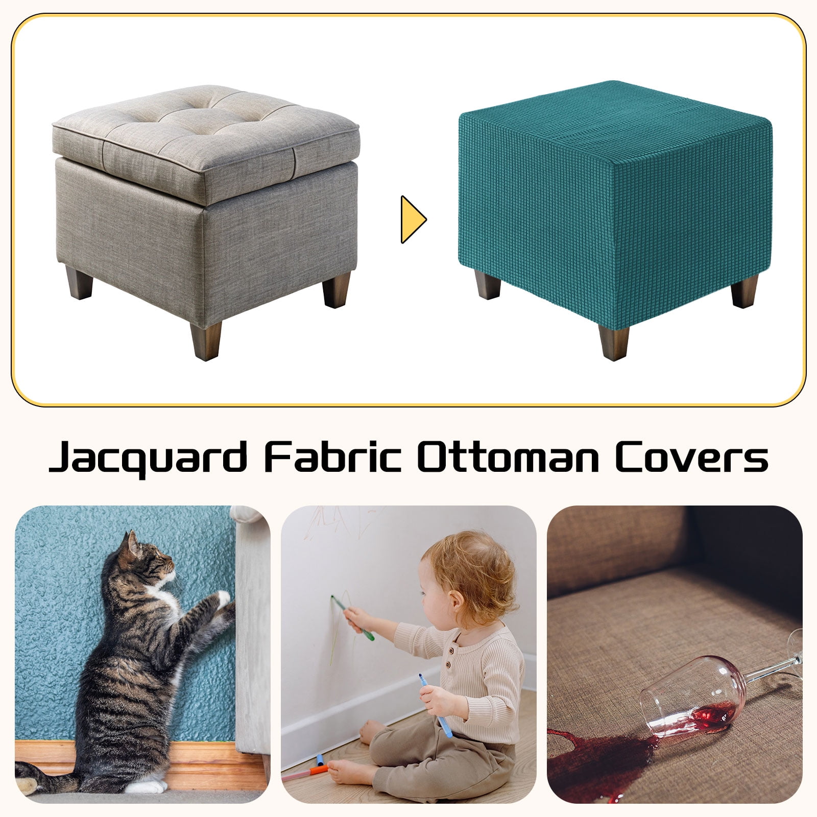 Unique Bargains Stylish Square Jacquard Slipcover Green 23.6"–29.9" x 13.8"–17.7"