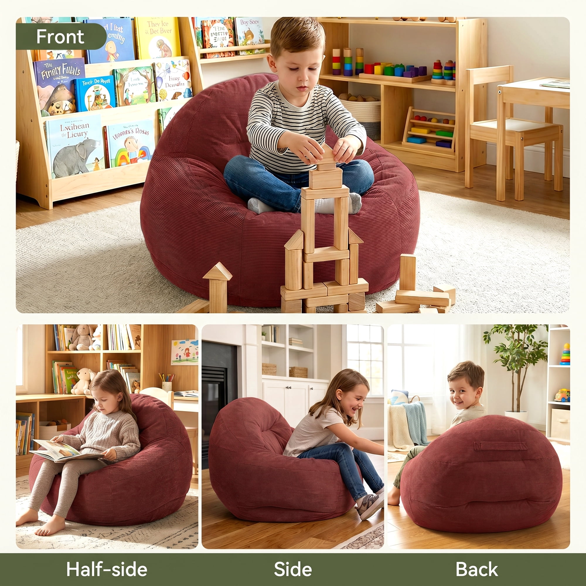 Bean Bag Chair with Filler, Bean Bag Sofa with Tufted Soft Stuffed Filling, Fluffy and Lazy Sofa, Comfy Cozy BeanBag Chairs with Memory Foam for Dorm, Apartment, Living Room