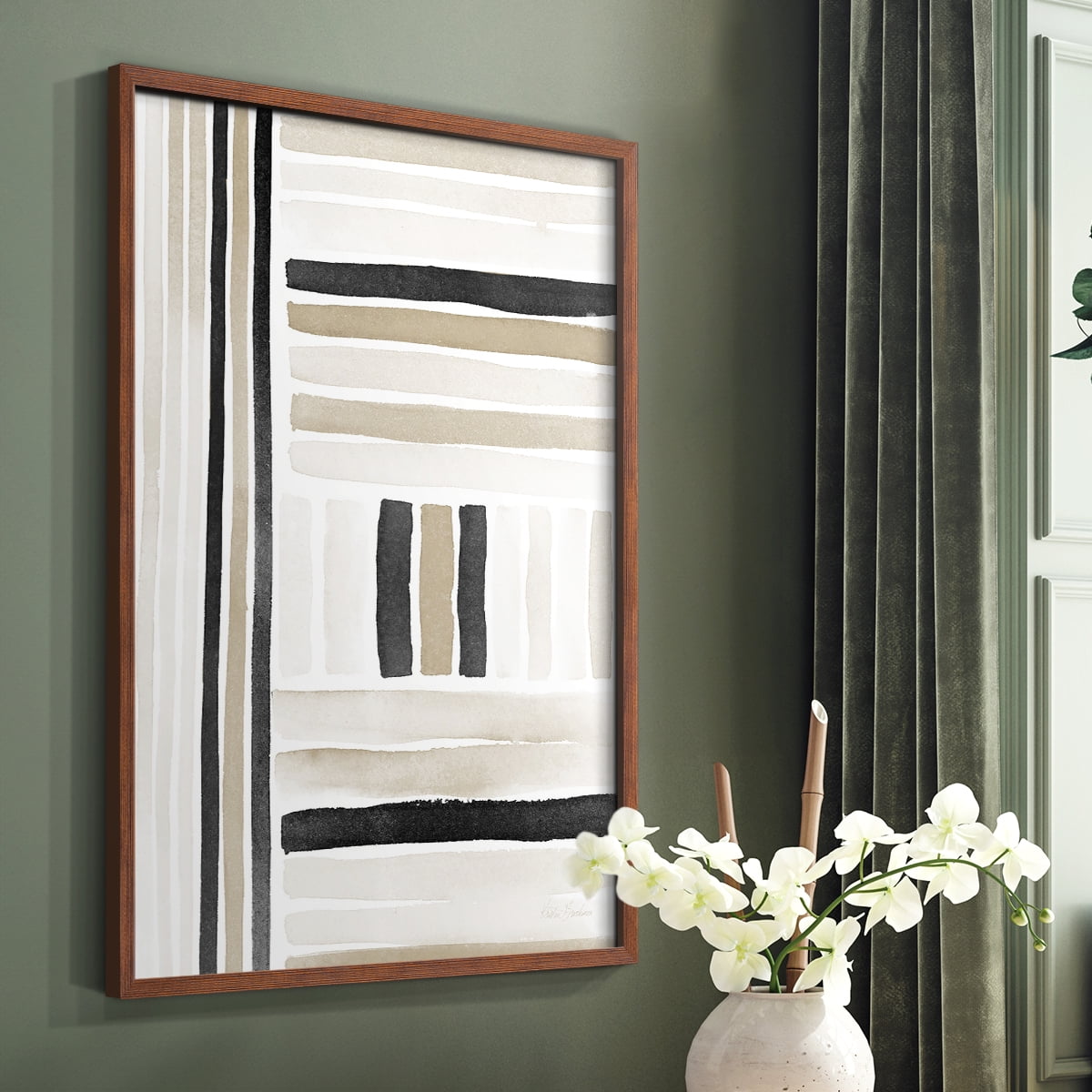 Neutral Lines II in Brown Solid Wood 8 x 10 Framed Print