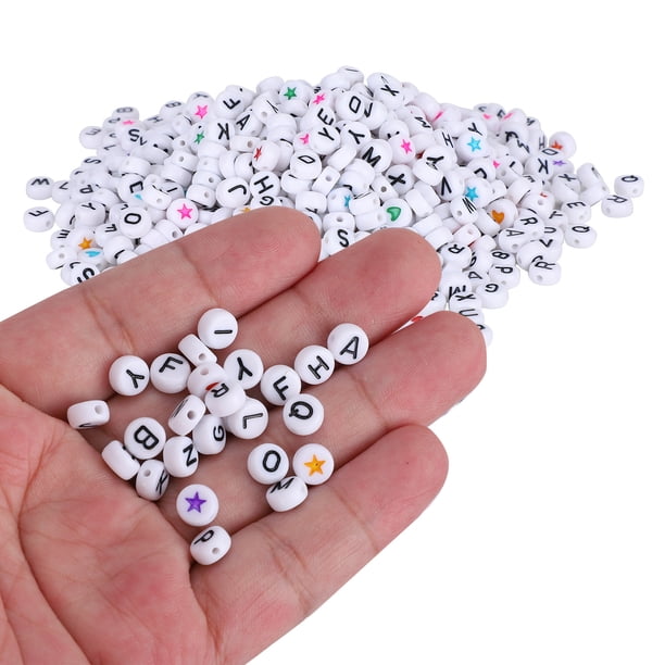 TOAOB - 1000 Cuentas Acrílicas De Letras Para Hacer Joyas, Cuentas Redondas Del Alfabeto Blanco Y Negro