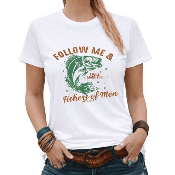 Casual Boho Fishers Of Men Outdoor Christian Graphic Tees Womans Tshirt White/Black S-5XL Tops