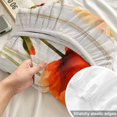 thumbnail image 4 of Cal.King Size Fitted Sheet Set - Spring Floral 3 Piece Bedding Sets 16" Deep Pocket Fitted Sheet with 2 Pillowcases, Red Poppy Flower Plants Wood Grain Beige Brushed Microfiber Hotel Bed Sheets, 4 of 9
