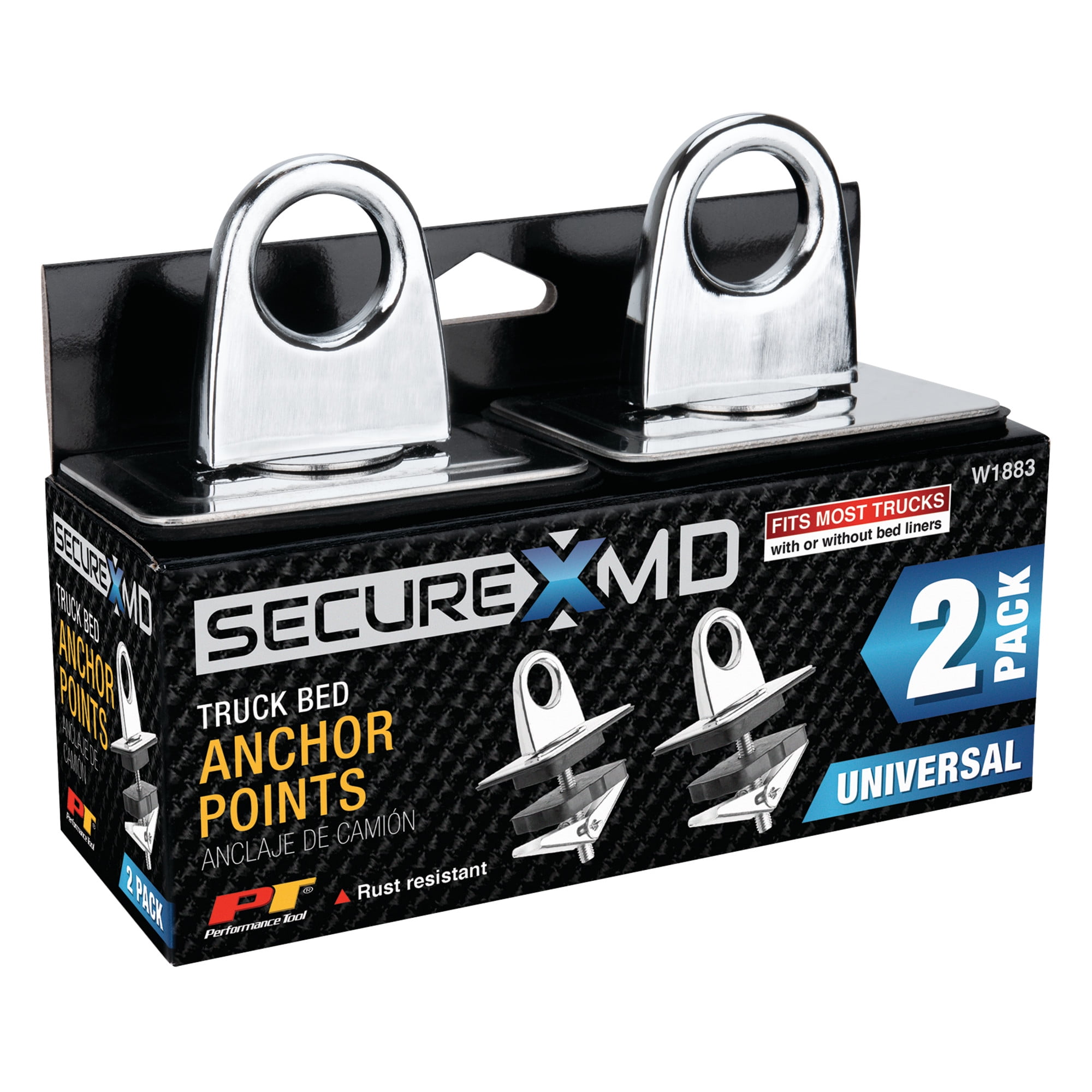 Performance Tool W1883 2Pk Truck Bed Anchor Points SecureX - Heavy-Duty Tie Down Anchors for Safe and Secure Cargo Transport on Pickup Trucks