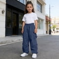 thumbnail image 5 of Kids Cargo Pants With Multiple Pockets for Boys Girls Outdoor Casual Play Everyday Comfortable, 11-12 Years, Navy, 5 of 8