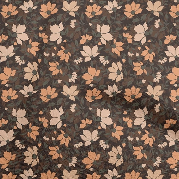 oneOone Viscose Chiffon Brown Fabric Floral Retro Sewing Material Print Fabric By The Yard 42 Inch Wide