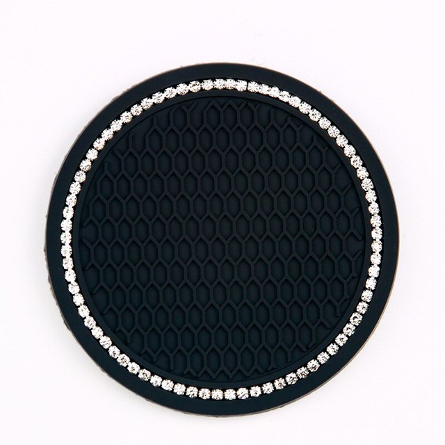 2@#Car Styling Accessories 1/2Pcs Car Coaster Water Cup Bottle Holder Anti-Slip Pad Mat Silica Gel for Interior Decoration2pcs Black He Qiyong unisex