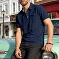 thumbnail image 2 of GrmtClth Polo Shirts for Men Work Collared Golf Shirt Loose Short Sleeve Tops Fashion with Pocket Outfit with Button Navy 3XL, 2 of 7