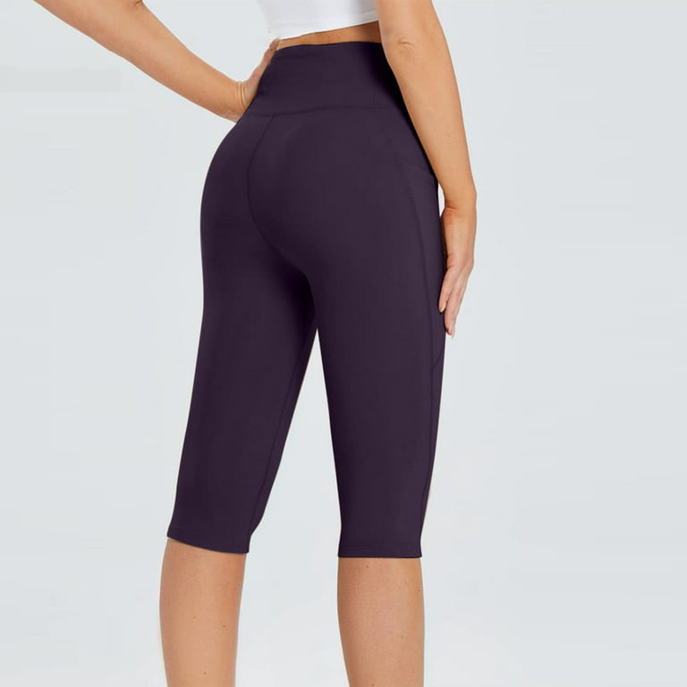 QUYUON Capris Pants for Women High Waisted Yoga Capris with Pockets Workout  Running Yoga Leggings Cropped Pants Capris Leggings for Women Sport Tight  Athletic Trousers Activewear 