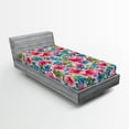 thumbnail image 2 of Ambesonne Exotic Themed Fitted Sheet, Chill Hibiscus Jungle, Twin Size, Hot Pink Lavender Blue, 2 of 5