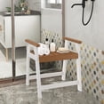 thumbnail image 2 of Giantex  Shower Chair Bench, Waterproof HDPE Shower Stool w/Anti-Slip Foot Pads for Bath Spa & Shaving Legs, White & Brown, 2 of 8