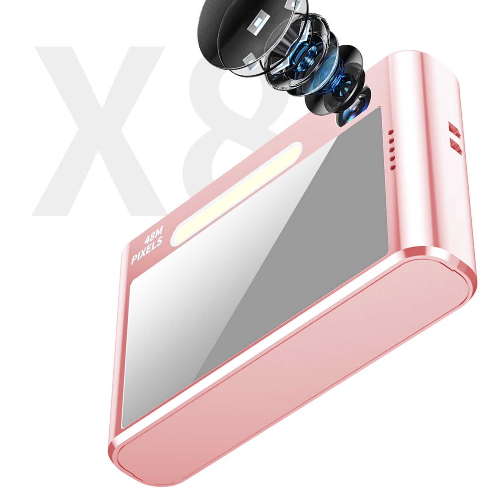 WYBXZ 48MP HD Digital Camera 2.4in IPS Screen, Take Photos and Videos, Travel Camcorder with Night Flash Light and Mirror Beauty Selfie, Supports OTG Transmission, 8X Digital Zooms