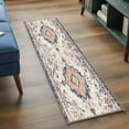 thumbnail image 5 of Beige Boho Runner Rug 2x6 Washable Kitchen Rug Non-Slip Lightweight Thin Soft Low Pile Bathroom Runner Ethnic Tribe Chic Elegant Pink Carpet for Hallway Laundry Room Bedroom Entryway, 5 of 9