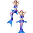 thumbnail image 2 of 3PCS Kids Girls Mermaid Tail Swimmable Swimming Bikini Swimear Swimsuit Costumes,4-6 years,Purple, 2 of 3