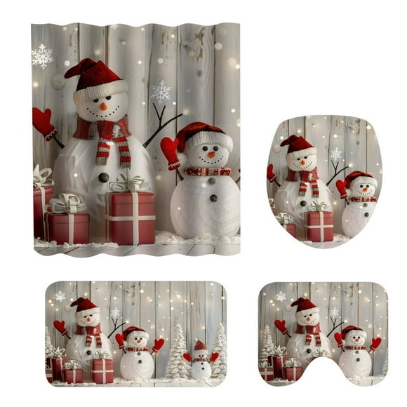 Christmas Shower Curtain Set With Non Blanket Toilet Seat And Bath Mat 4 Piece Bathroom Decoration Christmas Parachute Sheets Top Sheet Fiber Sheets Sheets for Size Bed The Sheets Wad Sheets Tee Shirt