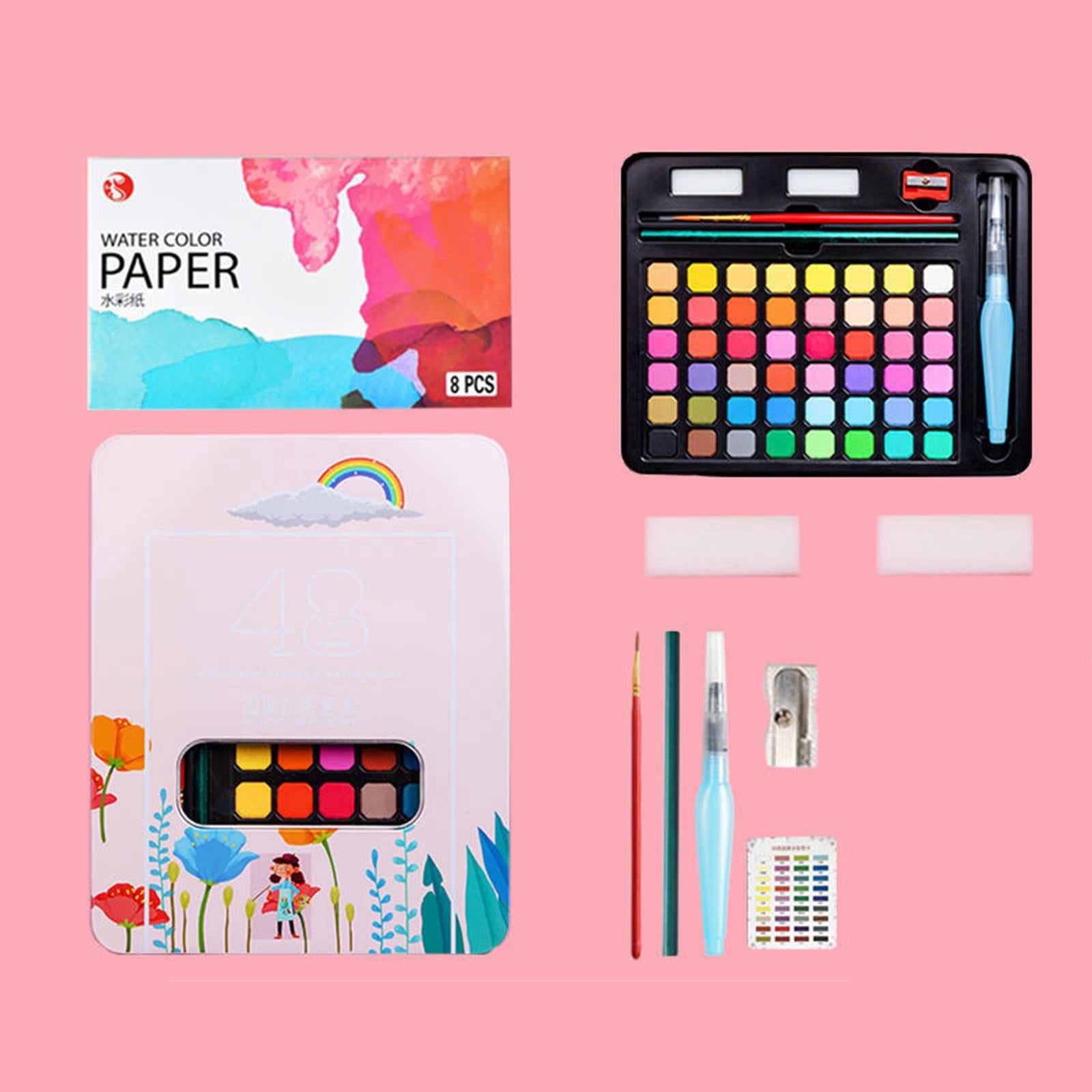 Watercolor Paint Set Pigment Paint Professional Watercolor Paper Art Portable Water Colors for Kids Adults Students Painters Beginners pink
