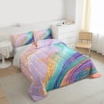thumbnail image 3 of Feelyou Adult Fashion Marbling Full Size Comforter Sets, Glitter Abstract Ombre Bedding Comforter Set, Marble Artwork Plum Cyan Reversible Bedding Sets, Breathable Home Decor, 3 Pieces, 3 of 8