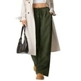 thumbnail image 2 of Women'S Wide Leg Pants Corduroy High Waist Palazzo Pants Comfy Baggy Trousers Army Green L, 2 of 8