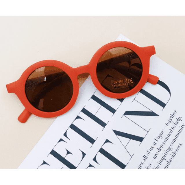 goowrom Lunettes de Soleil pour Enfants, Lunettes Rondes Rétro Unies Anti-UV pour Bébé