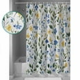 thumbnail image 3 of 72x78 Inch Shower Curtain Blue Yellow Floral Spring Bathroom Decor Waterproof Fabric Bathtub Bath Curtains Decorative Summer Pastoral Botanical Green Extra Long Shower Curtain Set with Hooks, 3 of 6