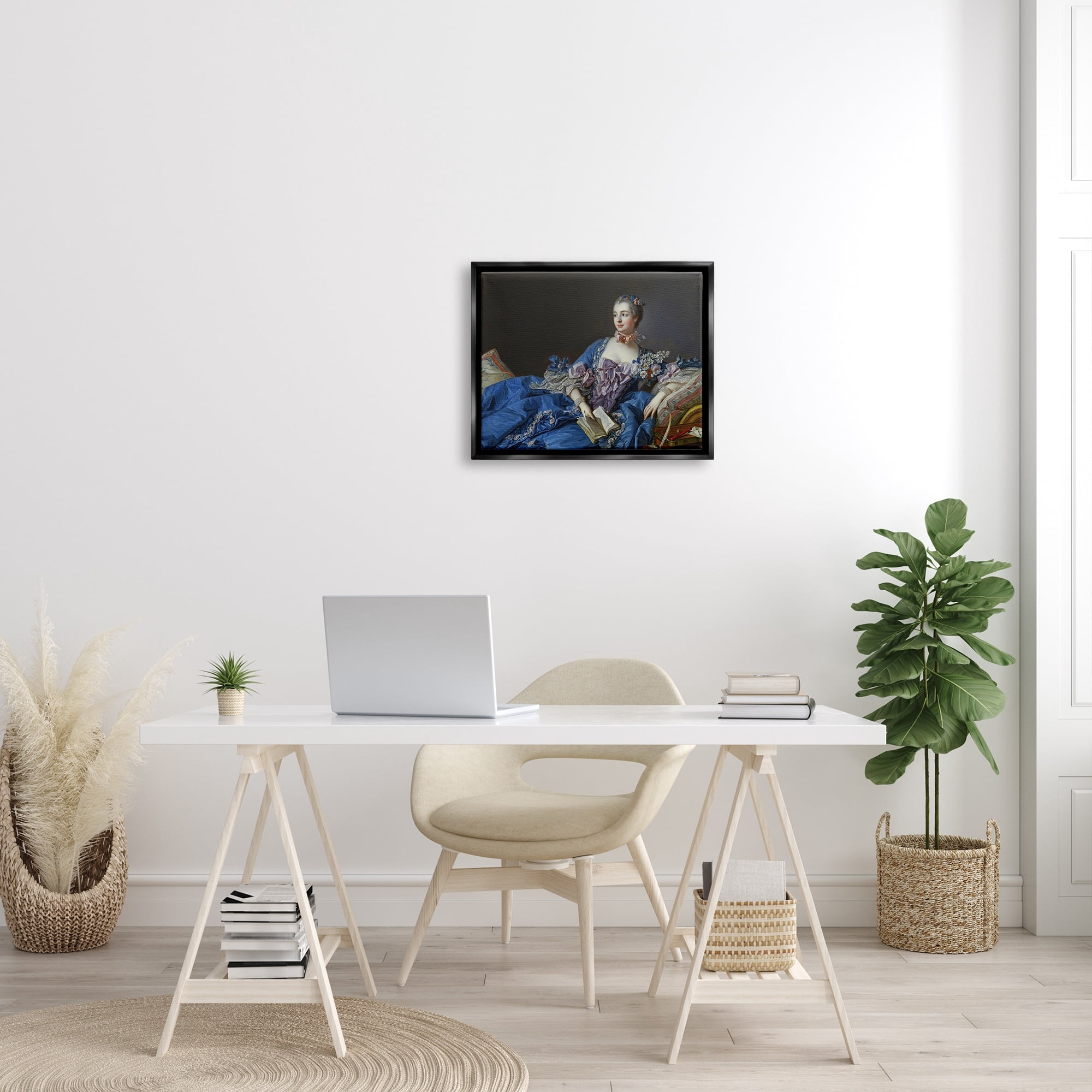 Stupell Industries Madame de Pompadour Fine Art Painting Francois Boucher Painting Jet Black Floating Framed Canvas Print Wall Art, Design by one1000paintings