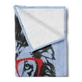 thumbnail image 2 of Animal Soft Flannel Fleece Throw Blanket, Grunge Lion Portrait with Hipster Glasses Nerd Humor Comic King Illustration, Cozy Plush for Indoor and Outdoor Use, 70" x 90", Blue Black Red, by Ambesonne, 2 of 5