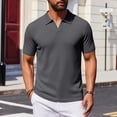 thumbnail image 2 of FRSASU Men's Ribbed Polo Shirts Short Sleeve V-Neck Slim Fit Polo Shirt Casual Summer Collared Golf Shirt Dark Gray, 2 of 5