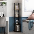 thumbnail image 2 of Furinno Turn-N-Tube Toolless Assembly Corner Shelf, 5-Tier Rustic Brown Corner Bookshelf, Open Storage Shelves, for Organization and Storage, Living Room, Home Office, Bedroom, Brown Walnut, 2 of 4