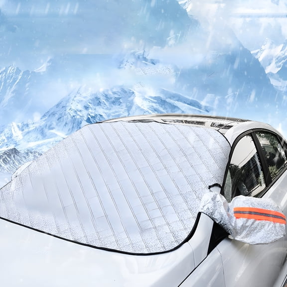 MELIVO Large Car Window Snow Cover, Universal Windshield Protector with Hood Cover, All-Weather Snow Shield for Car, Protection From Ice, Snow, Hail and Uv Rays, Quick and Easy Installation