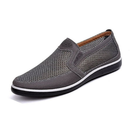 Mens Casual Mesh Loafers Summer Breathable Walking Shoes Comfortable Lightweight Driving Shoes Travelling Fashion Shoes Gray 8.5 US