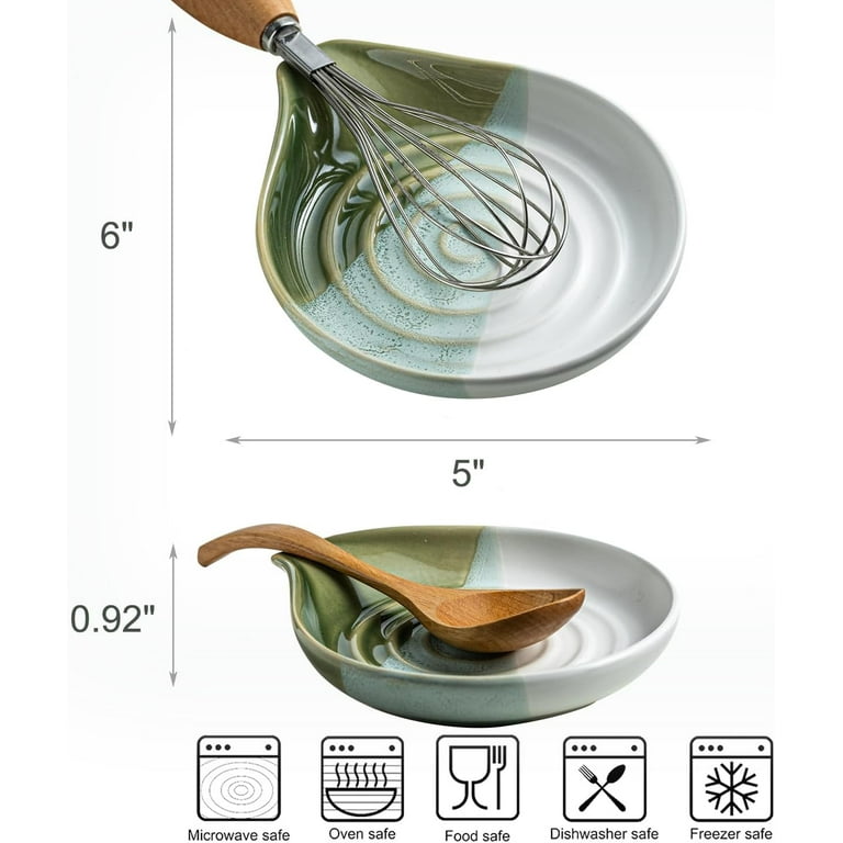 Ceramic Spoon Rest for Stove Top, Large Spoon Holder for Kitchen Counter, White Coffee Spoon Rest, Heat-Resistant Cooking Utensil Rest, Modern Farmhouse Kitchen Décor