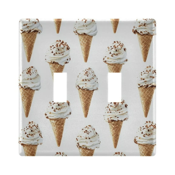 Yayeee Toggle Light Switch Wall Plate 2-Gang 4.56"x4.48" Decorative Outlet Cover, Cartoon Ice Cream Pattern