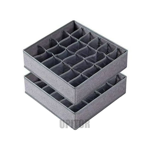 UPITOR 2-Pack Underwear Sock Drawer Organizer, 24 Cell Collapsible Closet Cabinet Organizer Underwear Storage Boxes for Storing Socks, Handkerchiefs, Ties, Belts