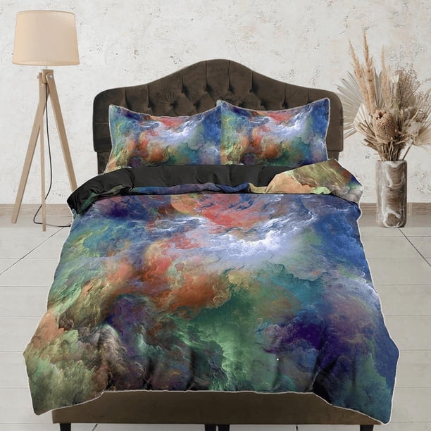 Nebula Galaxy Bedding, 3D Outer Space Bedding Set Full, Cosmic Duvet Cover
