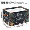 thumbnail image 4 of WOBOGO Christmas Card Pattern Square Storage Basket with Waterproof Canvas and PE Lining Durable PU Leather Handles 14.2×10.2×8.3in, 4 of 9
