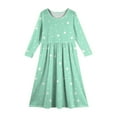thumbnail image 4 of Inglocry Girl's Long Sleeve Polka Dot Loose Casual Round Neck Holiday Long Maxi Dress with Pockets 5-14 Years Mint Green 7-8Y, 4 of 4