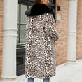 thumbnail image 5 of Jsaierl Womens Leopard Print Fleece Coat 2024 Trendy Faux Fur Long Cardigan Fall Winter Fashion Fuzzy Jacket Casual Outwear, 5 of 7